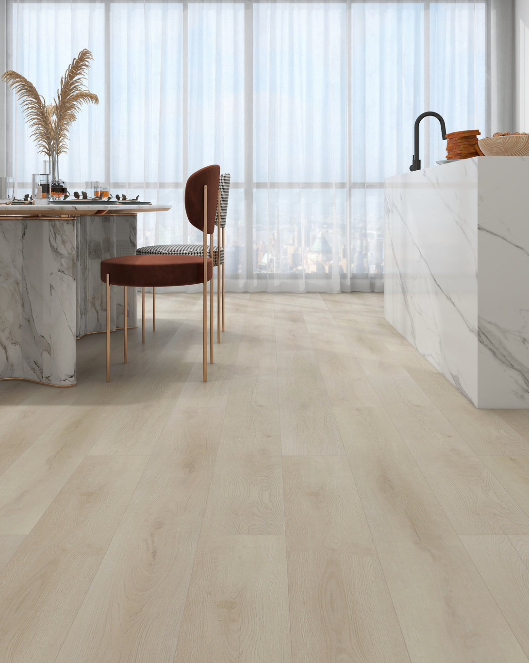 Envision Floors - Solution Collection Laminate in the Kitchen and Dinning Area - Egg Nog