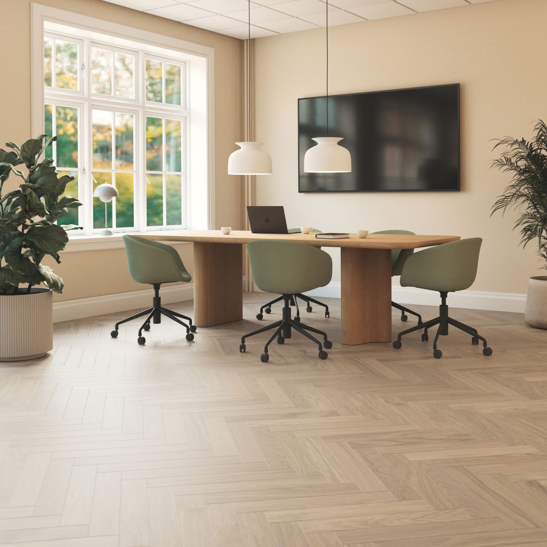 Bjelin - XL Woodura Herringbone Collection - Misty White - ERVALLA - Hardwood