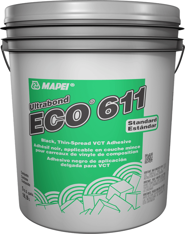 Mapei - Ultrabond ECO 611 Black Standard Thin - Spread VCT Adhesive - 18.9 L - Flooring Adhesive