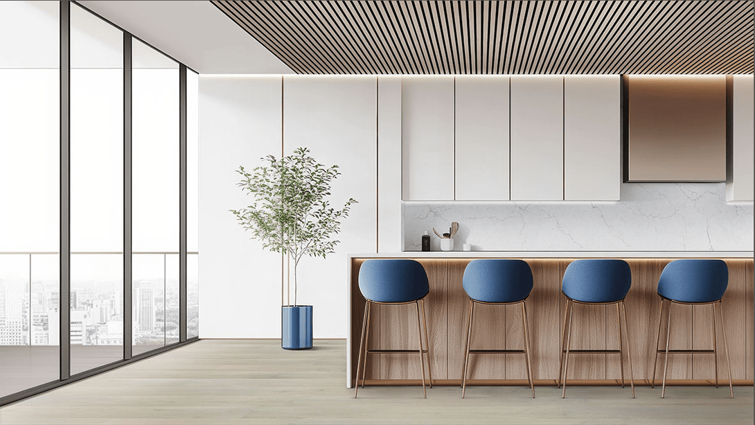 MSI Surfaces - Acoustic Wood Slat Panels - Fog 9.5x94.5 - Wall Panels