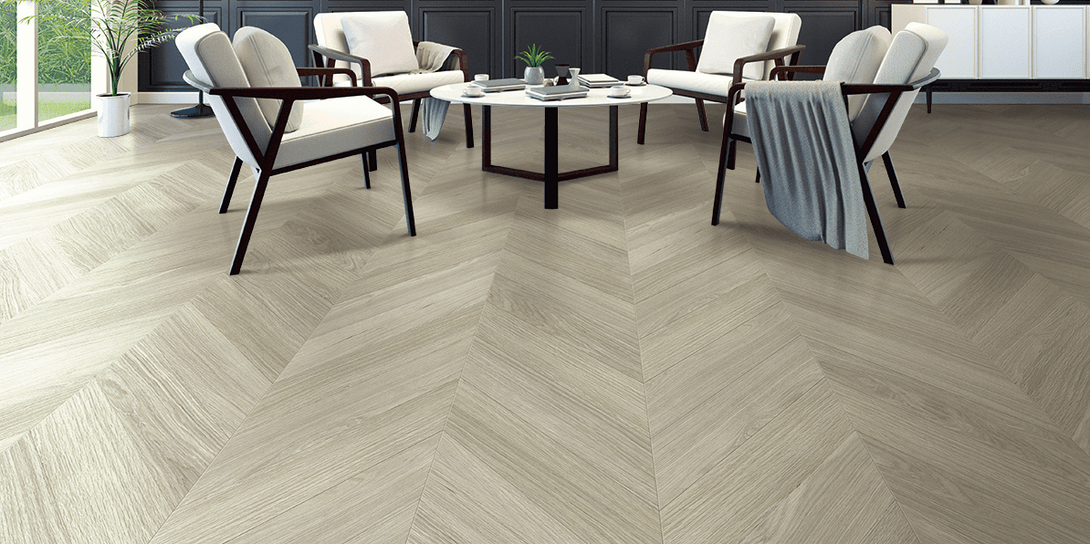 Twelve Oaks - Sure Wood Chevron Collection - Khaki Chevron - Vinyl