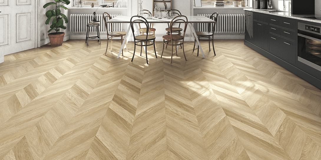 Twelve Oaks - Sure Wood Chevron Collection - Tan Drop Chevron - Vinyl